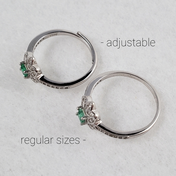 Antique Style Sterling Natural Emerald Ring - Picture 6 of 8